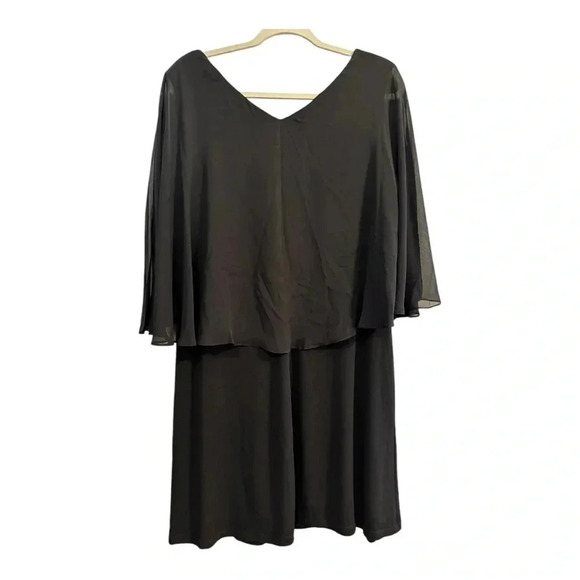 Connected Apparel Caplet V-Neck Black Dress // Size 12 - Picture 3 of 6